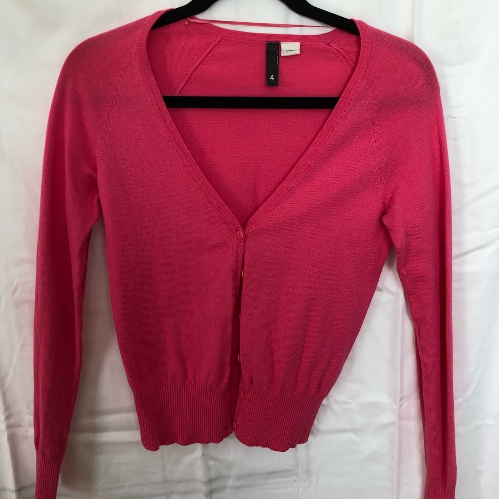Pink cardigan!